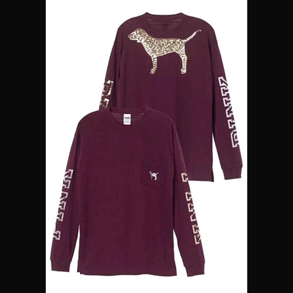 VS Maroon Sequin Long Sleeve